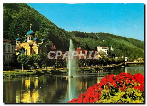 Cartes postales moderne Bad Ems Russ. Kirche und Fontaene auf der Lahn