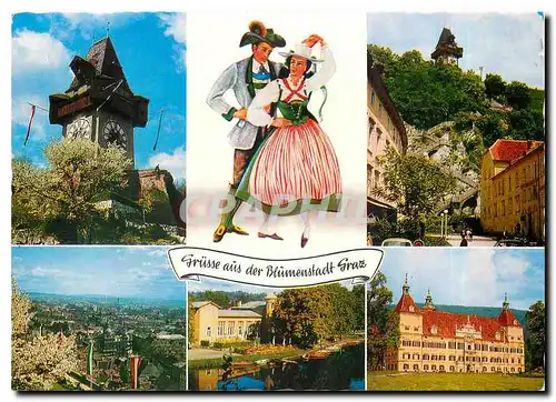 Moderne Karte Gruesse aus der Bluemenstadt Graz