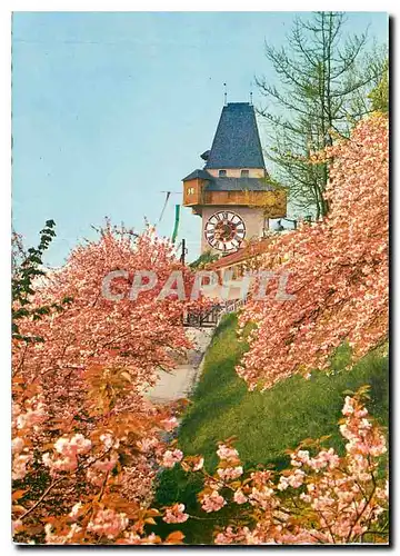 Moderne Karte Graz Steiermark Uhrturm auf dem Schlofiberg