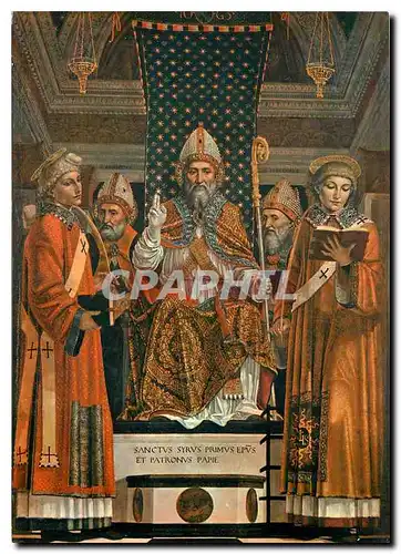 Cartes postales moderne Certosa di Pavia St. Siro among the 4 saints - Bergognone's painting