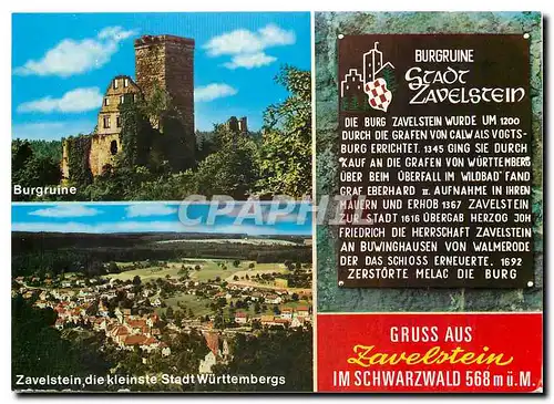 Cartes postales moderne Gruss aus Zavelstein im Schwarzwald 568 m ue. M.