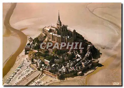 Moderne Karte Le Mont Saint-Michel Vue aerienne l'Arrivee