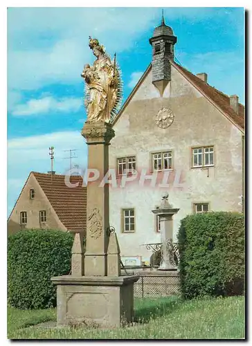 Cartes postales moderne Stadt Aub. Marktplatz - Rathaus mit Mariensaeule