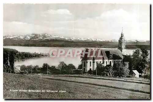 Moderne Karte Kloster Birnau (Bodensee) mit Schweizer Alpen