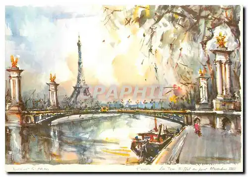 Cartes postales moderne Paris La Tour Eiffel au pont Alexander III