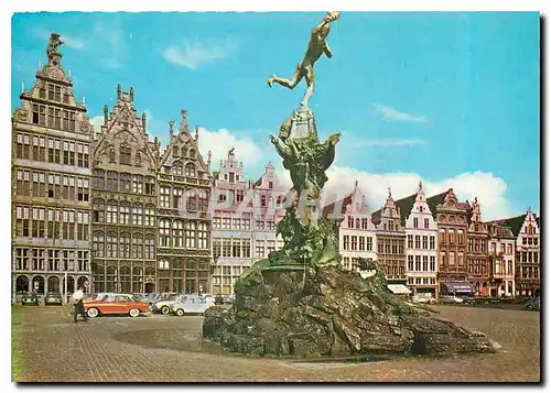 Moderne Karte Antwerpen - Brabo fontein en Gildehuizen