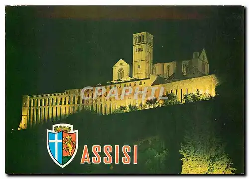 Cartes postales moderne Assisi Basilica S. Francesco - Notturno