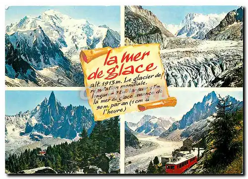 Moderne Karte La Mer de Glace Massif du Mont-Blanc