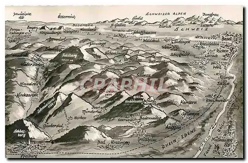 Moderne Karte Der suedliche Schwarzwald und das Oberrheintal