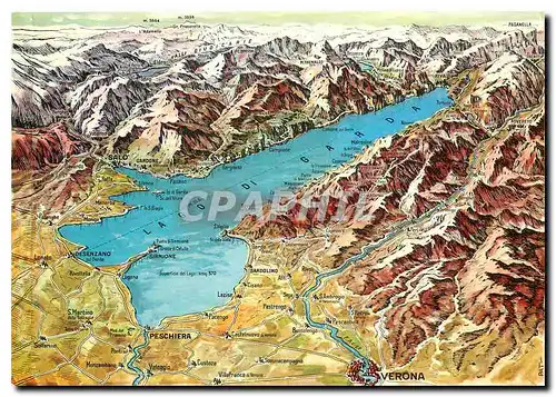 Moderne Karte Carte geographique du lac de Garde