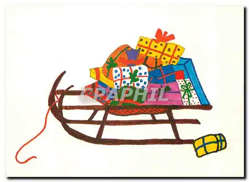 Cartes postales moderne Dessin Enfant Luge