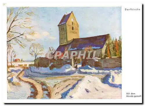 Cartes postales moderne Dorfkirche Mit dem Munde gemalt