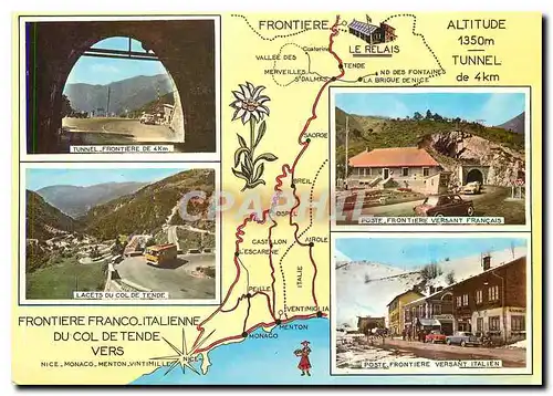 Moderne Karte Frontiere Franco-Italienne du col de Tende