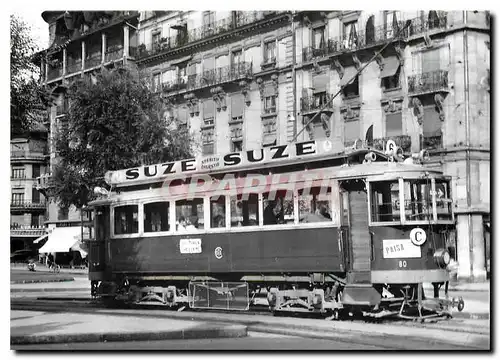 Moderne Karte Ligne 6 train pour Chatelaine a la place des Eaux-Vives 17.8.1948