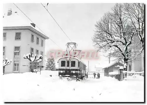 Cartes postales moderne ABDe 4/4 2 et chasse-neige a Aigle-Marche lors des chutes de neige exceptionelles du 17.2.1985