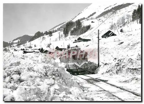 Cartes postales moderne ABDe 4/4 3 entre les Bovets et les Diablerets dans une zone d'avalanche 19.2.1984