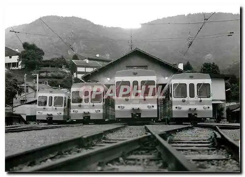 Cartes postales moderne Les quatre nouvelles automotrices devant kle depot d'Aigle 8.7.1987