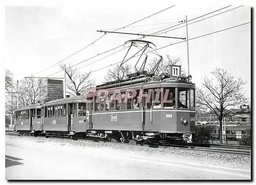 Cartes postales moderne Be 2/3 303 et voitures B3 1305 + 1303 a la Muenchensteinerstrasse 25.3.1968