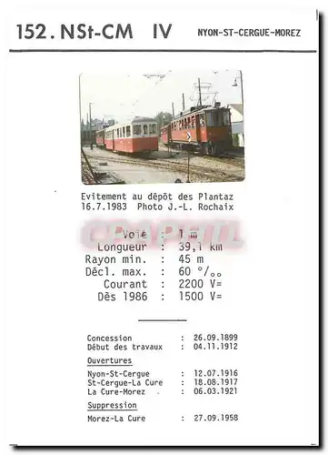 Photo Evitement au depot des Plantaz 16.7.1983 Nyon St Cergue Morez