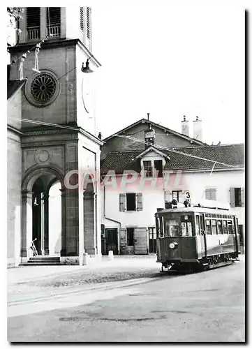 Cartes postales moderne Au Petit-Saconnex peu avant la transformation de la ligne 3 en trolleybus (1942)