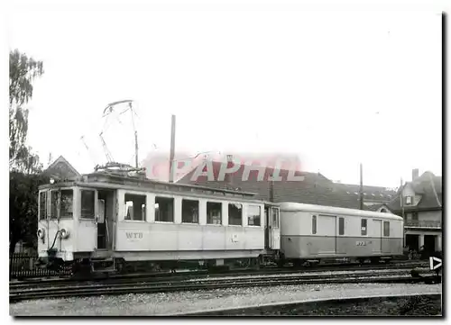 Moderne Karte WTB Ce 4/4 4 mit altem Wagenkasten und neuer Kupplung vor FZ4 55 um 1953 in Aarau