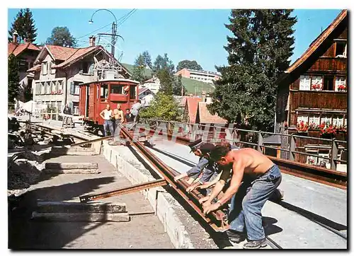 Cartes postales moderne Beim Unmbau der Geleiseanlagen bei der Station Speicher 1963 half der ex-Gepaecktriebwagen TB Xe