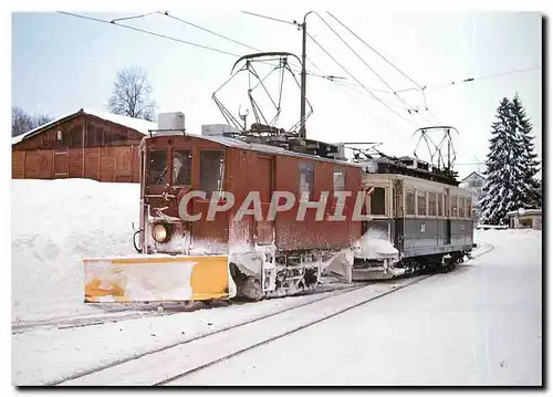 Moderne Karte Tb-Schneefegemaschine Xe 2/2 71 im schuib des Xe 4/4 23 kehrt ins Depot Speicher zurueck am 25.2