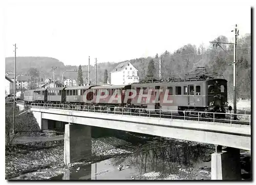 Moderne Karte Mittagsabonnentenzug bunt gemischt: SITB CFE 2/4 83 mit Wagen verschiedener Bauarten um 1950
