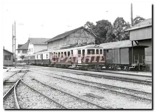 Moderne Karte Train pour Bercher en gare d'Echallens 1963