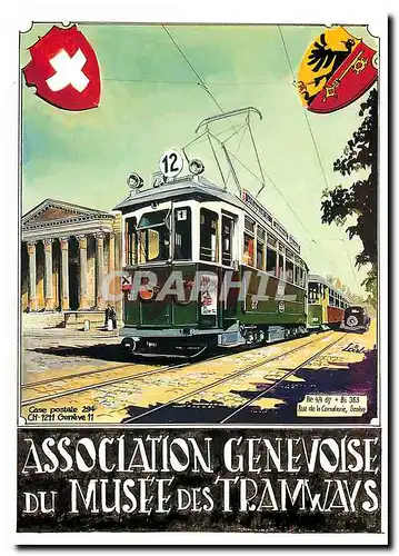 Cartes postales moderne Composition preservee par l'A.G.M.T depuis 1973 a son arrivee sur la Place Neuve. Motrice Be 4/4