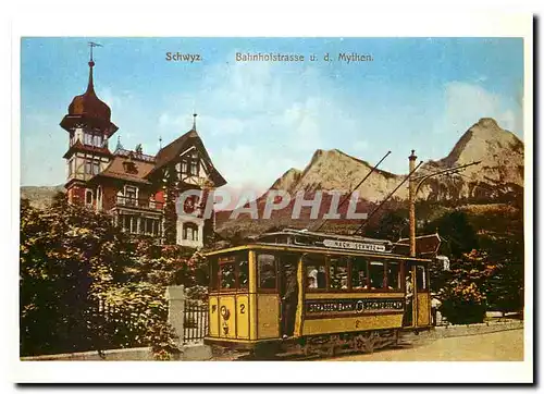 Cartes postales moderne Bei ingenbohl fuhr die Schwyzar Strassenbahn seitlich der Strasse auf Eigenstrasse (Be 2/2 1)