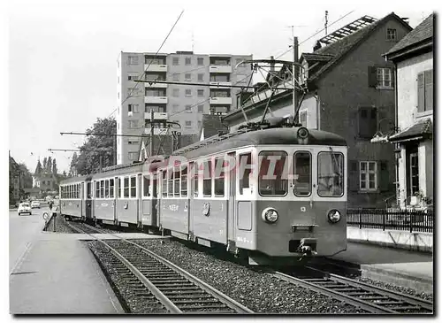 Moderne Karte BTB Doppeltraktions-Pendelzug der Generation 1995 von SWS/BBC bei Binningen Oberdorf am 26.5.195