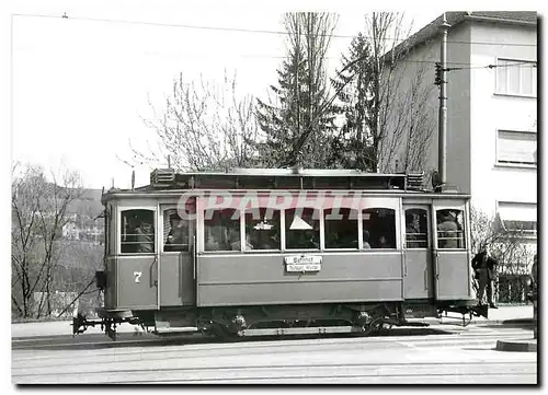 Moderne Karte SchSt Be 2/2 7 als Nachlaeufer im Mittagsstossverkehr in Neuhausen-Scheidegg 16.4.64
