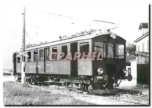 Moderne Karte OC CFe 4/4 12 im frueheren Zustand mit rotbraunem Anstrich in der Ausgangsstation Chavornay