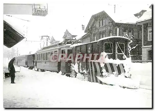 Cartes postales moderne AB-Schneeraeumungszug mit X 806 vor ABe 4/4 45 + Hilfswagen X 803