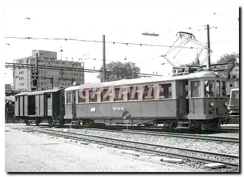 Moderne Karte Automotrice Be 4/4 5  et K62 au depot d'Aarau 5.2.1972