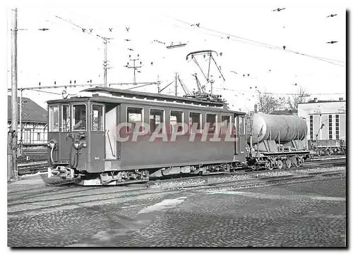 Cartes postales moderne Automotrice De 4/4 3 et wagon de service devant le depot d'Aarau 5.2.1972