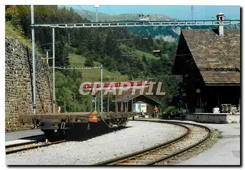 Cartes postales moderne St-Peter-Molinis - au fond train-mixte descendant d'Arosa 25.7.1986