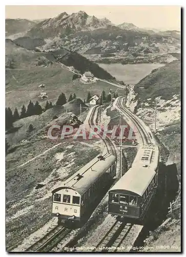 Cartes postales ARB CFHe 2 4 neben WRB Zug unterhalb Rigi Kulm