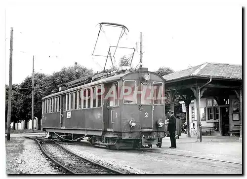 Ansichtskarte AK Tram OJB CFe 4 4 2 in Langenthal noch im dunkelroten Anstrich