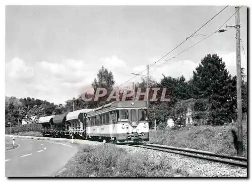 Cartes postales Tram Be 4 4 2 et trois ballastieres sur bogies porteurs