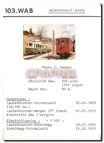 Moderne Karte Wengernalp Bahn