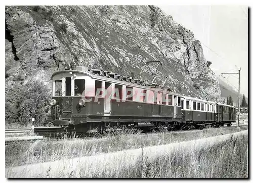 Moderne Karte Tram ABDeh 4 4 32 et ADt 4 74 et 75 quittant Vernayaz pour Martigny