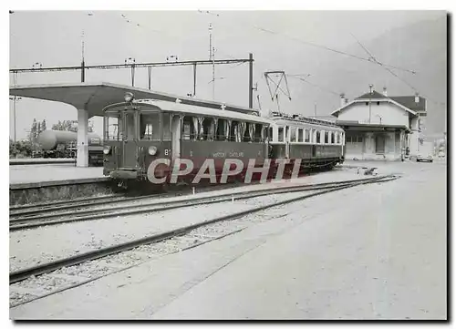 Cartes postales moderne Tram Bt 4 51 et ABDeh 4 4 14 en gare de Martigny