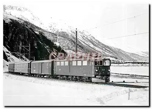 Moderne Karte Tram Ge 6 6 111 707 Scuol en tete d'un direct de Samedan arrivant a Celerina