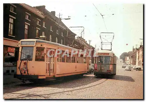 Cartes postales moderne A Chatelineau en 1964 motrices tyoe S 41007 sur la ligne SNCV 56 et 407 sur la ligne STIC 4