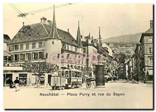 Cartes postales moderne Neuchatel Place Purry et rue du Seyon