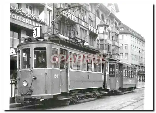 Cartes postales moderne Tram BVB Ce 2 2 136 in alter Bernalung mit C2 Quersitzanhanger