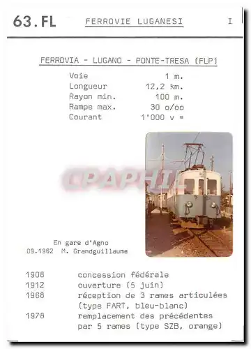 Cartes postales moderne Ferrovie Luganesi Ferrovia Lugano Ponte Tresa