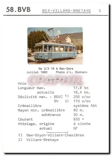 Cartes postales moderne Bex Villars Bretaye Be 2 3 16 a Bex Gare